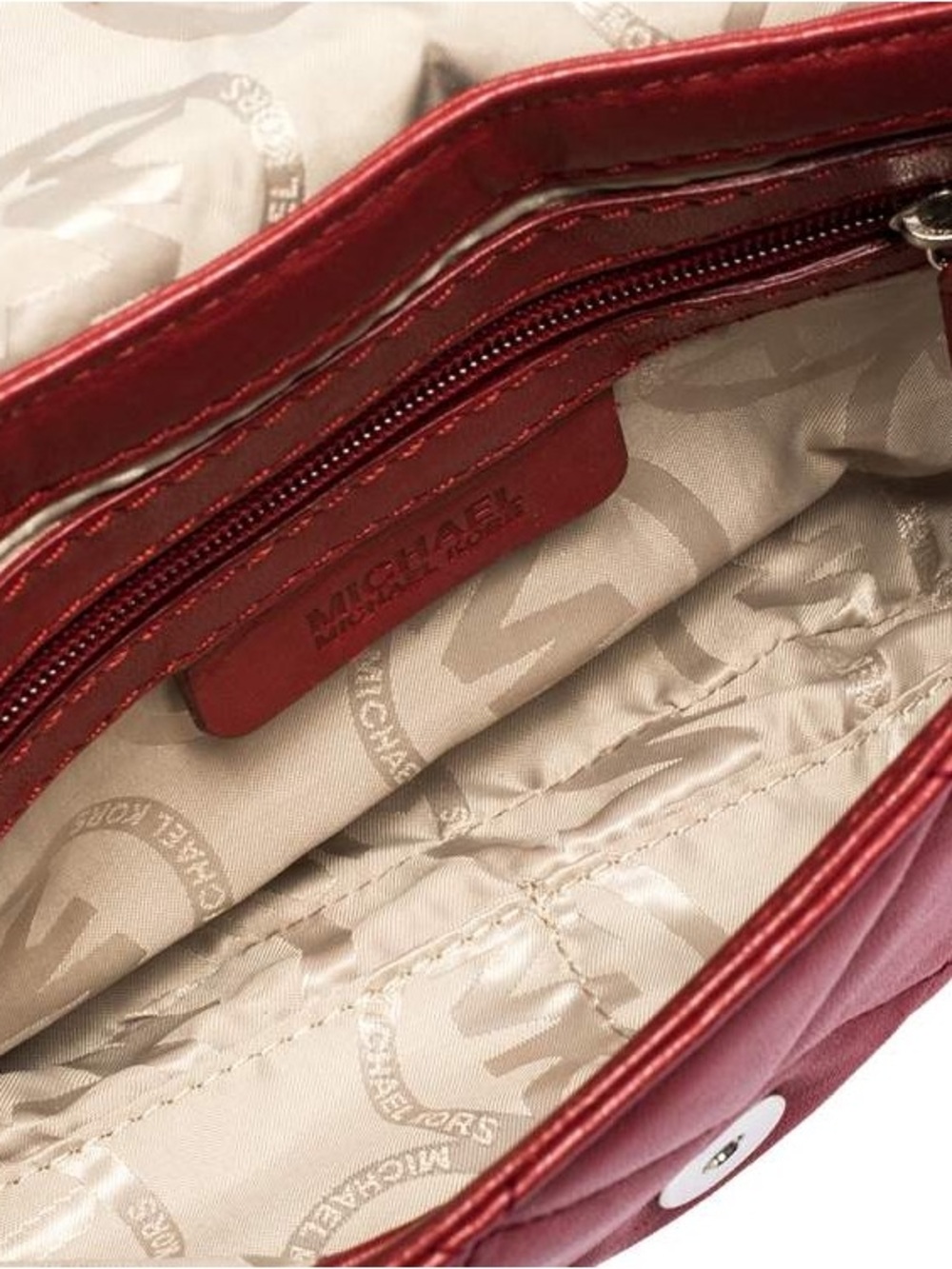 Michael Kors Red Quilted Shoulder Bag with Silver Chain - Picture 5 of 7